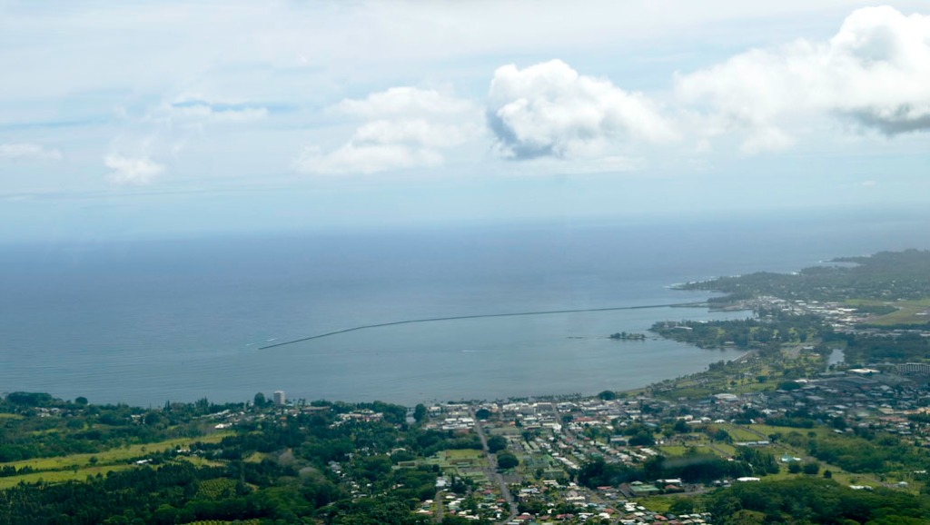 Aerial photograph of Hilo, Hawaii. Photo taken from a no-door helicopter.