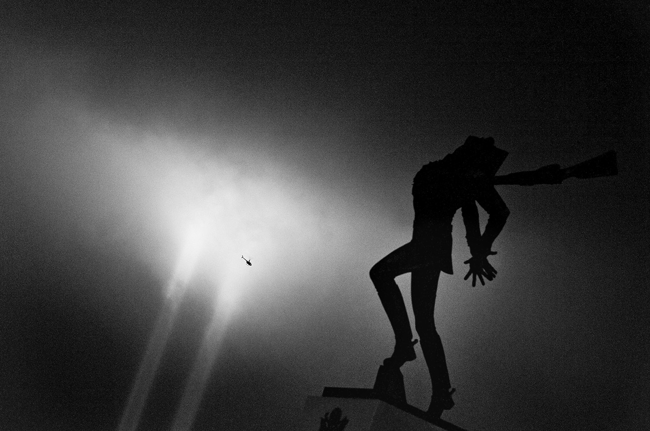 b&w photography of Katyn memorial and the 9/11 tribute lights