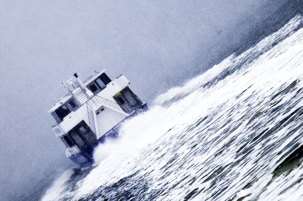 NYC water commute through fog. Photo by Alina Oswald.