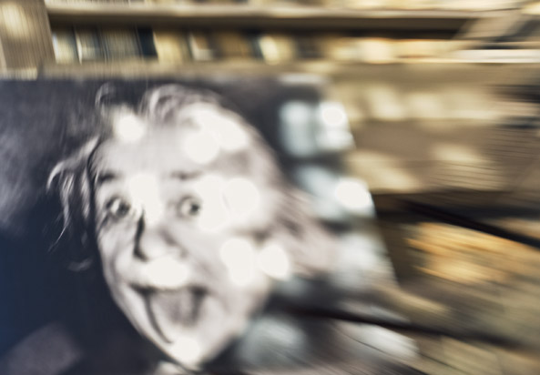 Relative: Albert Einstein billboard in Times Square. Lensbaby Photography by Alina Oswald.
