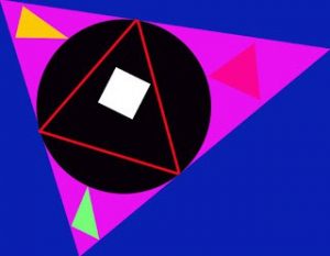 Hope. Bauhaus Rendering of the rainbow flag, including black and white. Photo by Alina Oswald.