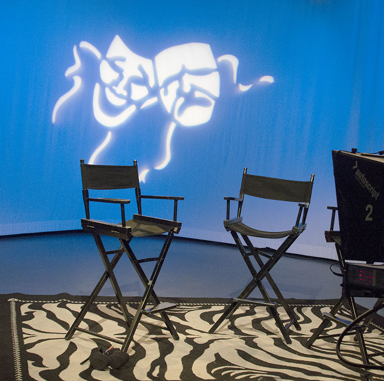 Chairs and camera on the set of No Boundaries at MNN, in NYC. Photo by Alina Oswald.