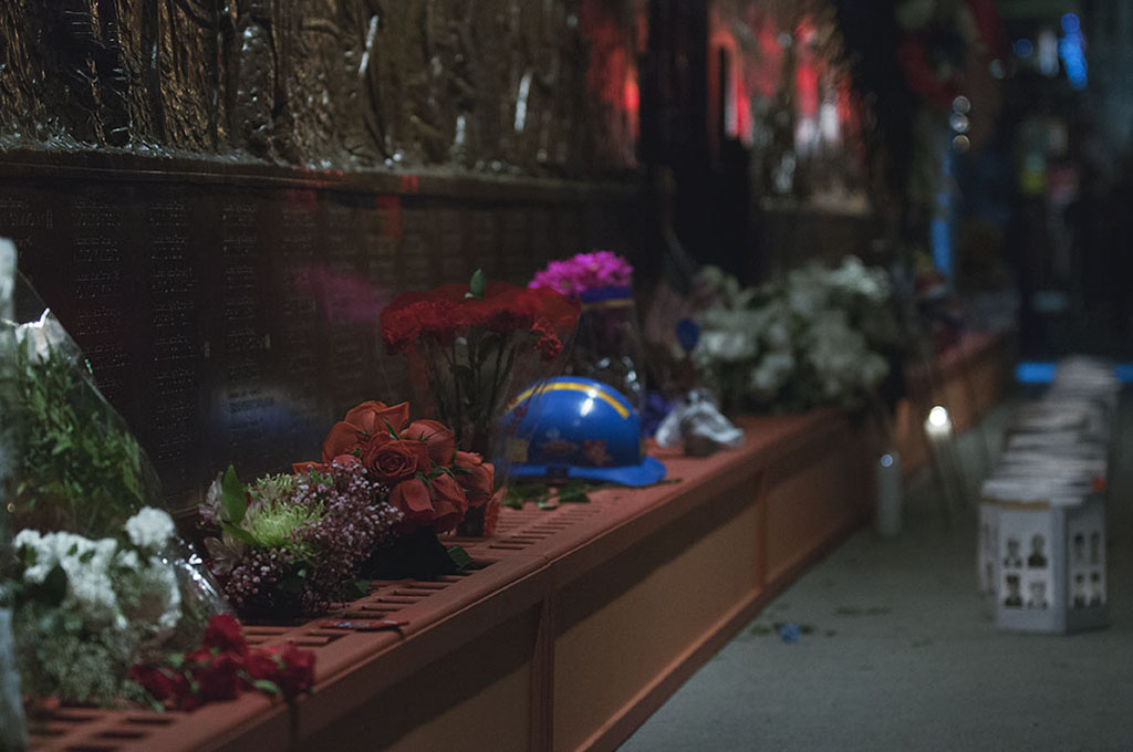 Fire Department New York Memorial Wall in Lower Manhattan. Photo by Alina Oswald.