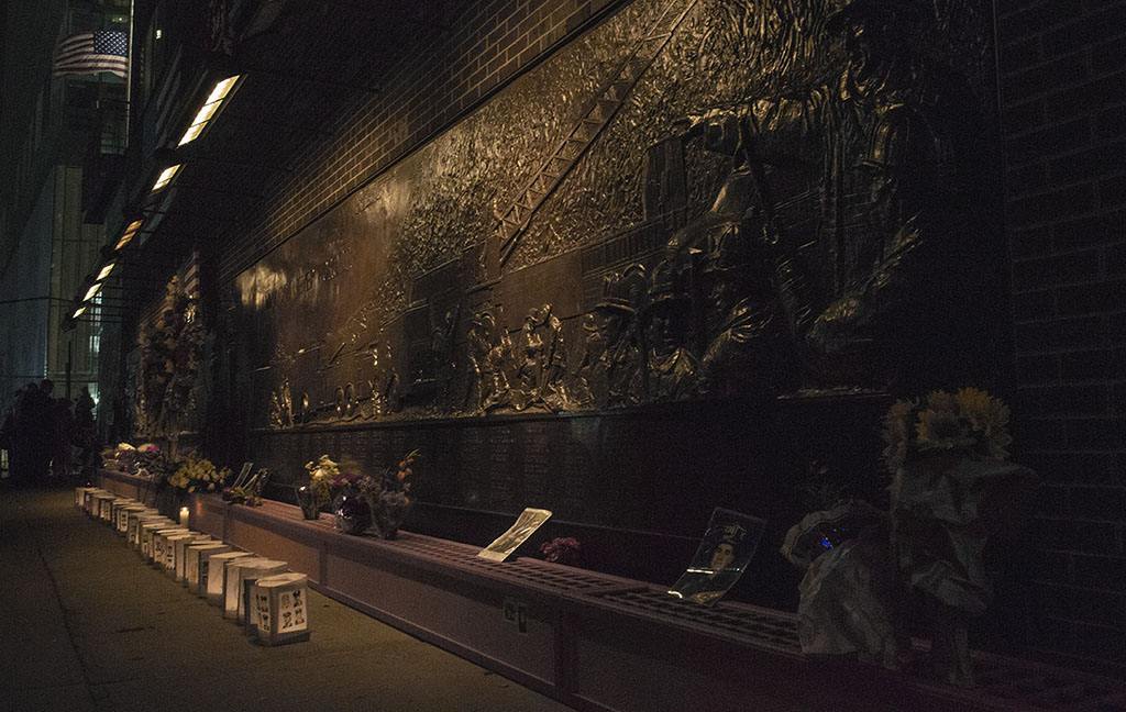 Fire Department New York Memorial Wall in Lower Manhattan. September 11, 2013. ©Alina Oswald. All Rights Reserved.