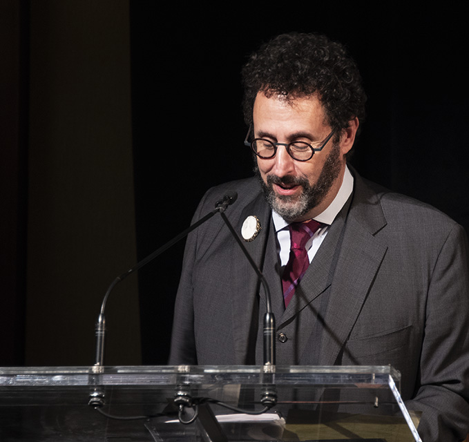 Tony Kushner awarded at Workmen's Circle winter benefit. Photo by Alina Oswald.