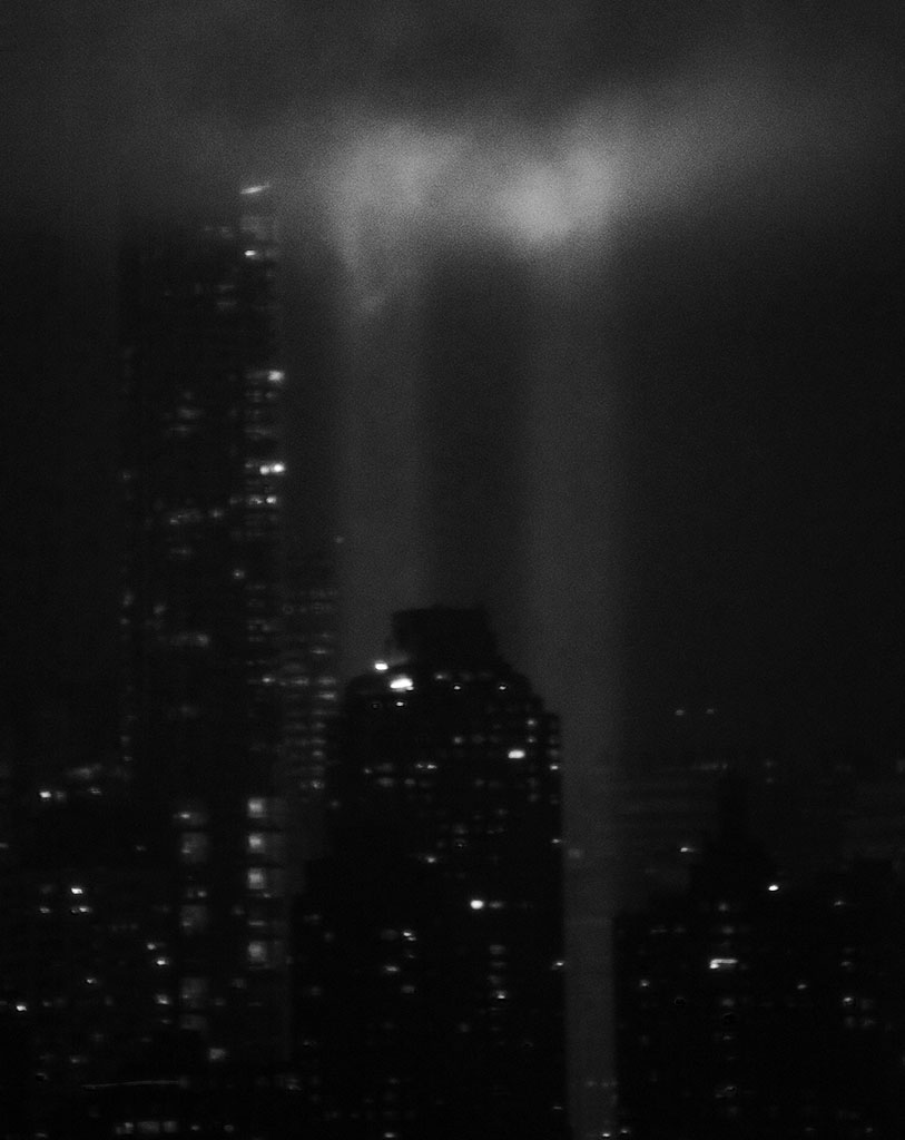 9/11 Tribute Lights in Lower Manhattan. Photo by Alina Oswald.