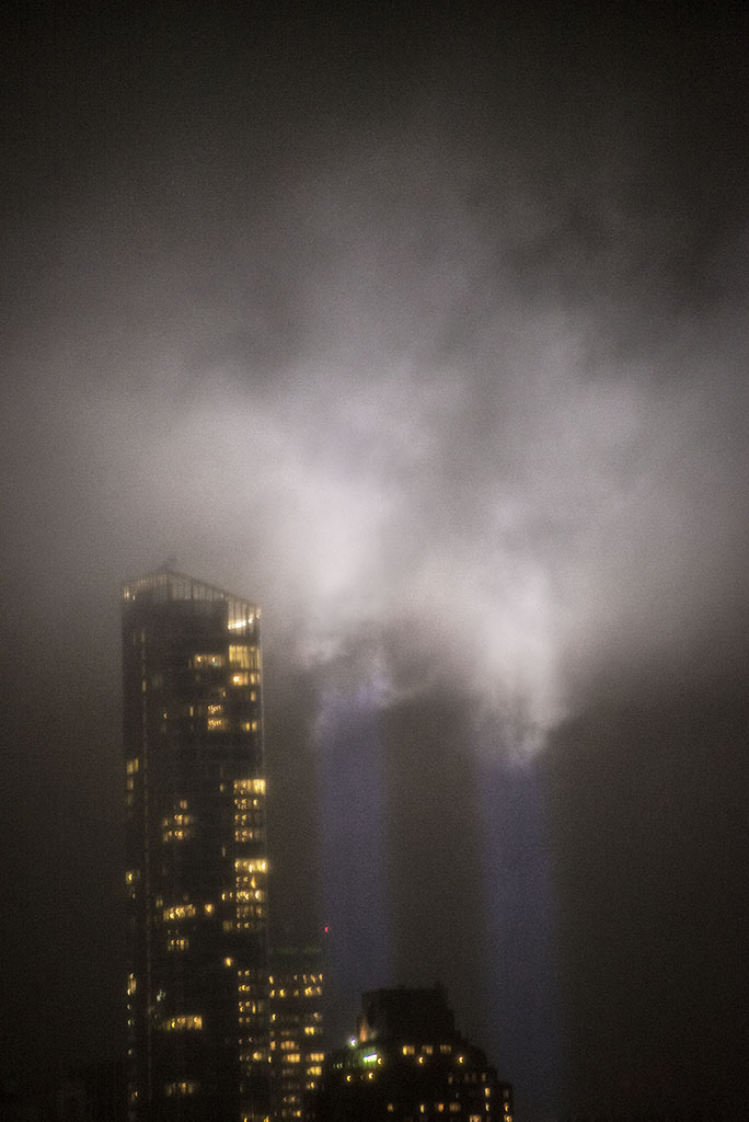 9/11 Tribute Lights in Lower Manhattan. Photo by Alina Oswald.