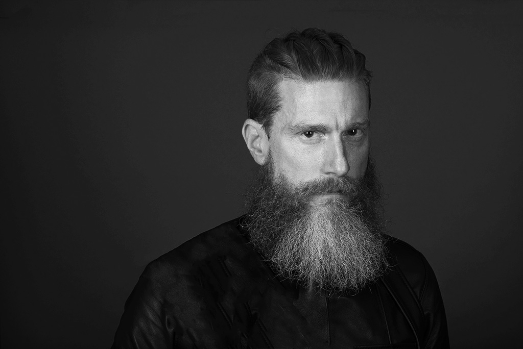 Man with Beard. Black-and-white portrait by Alina Oswald.