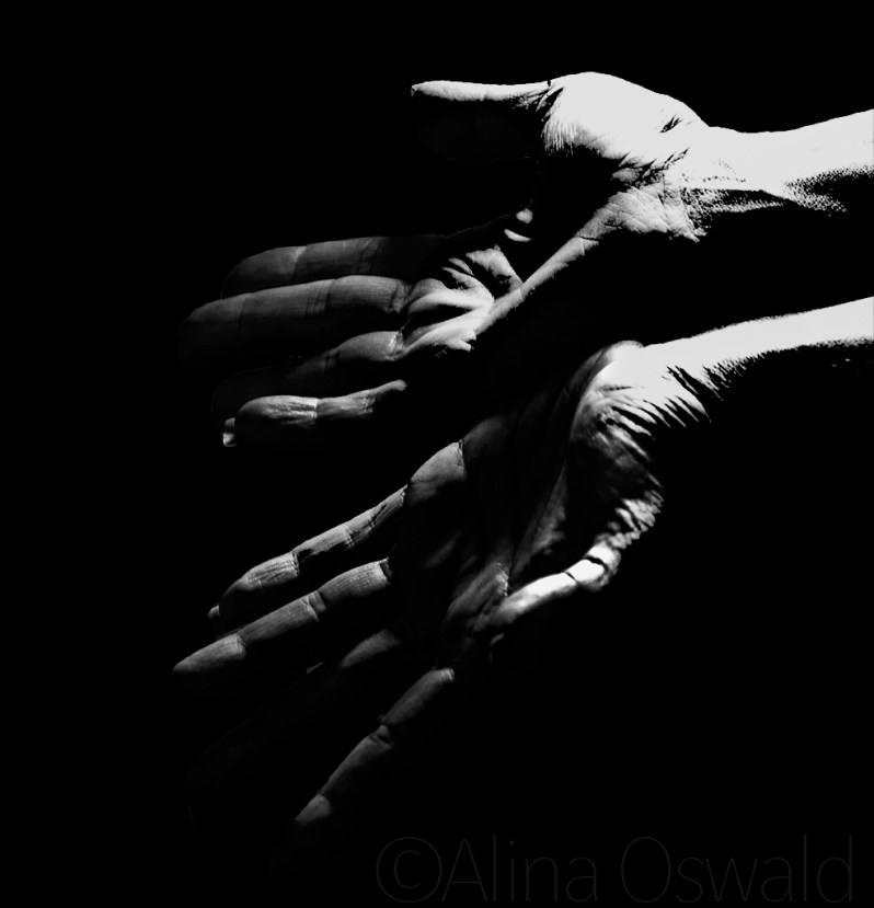 Slipping Through My Fingers. Hand self-portrait in black and white. ©Alina Oswald.