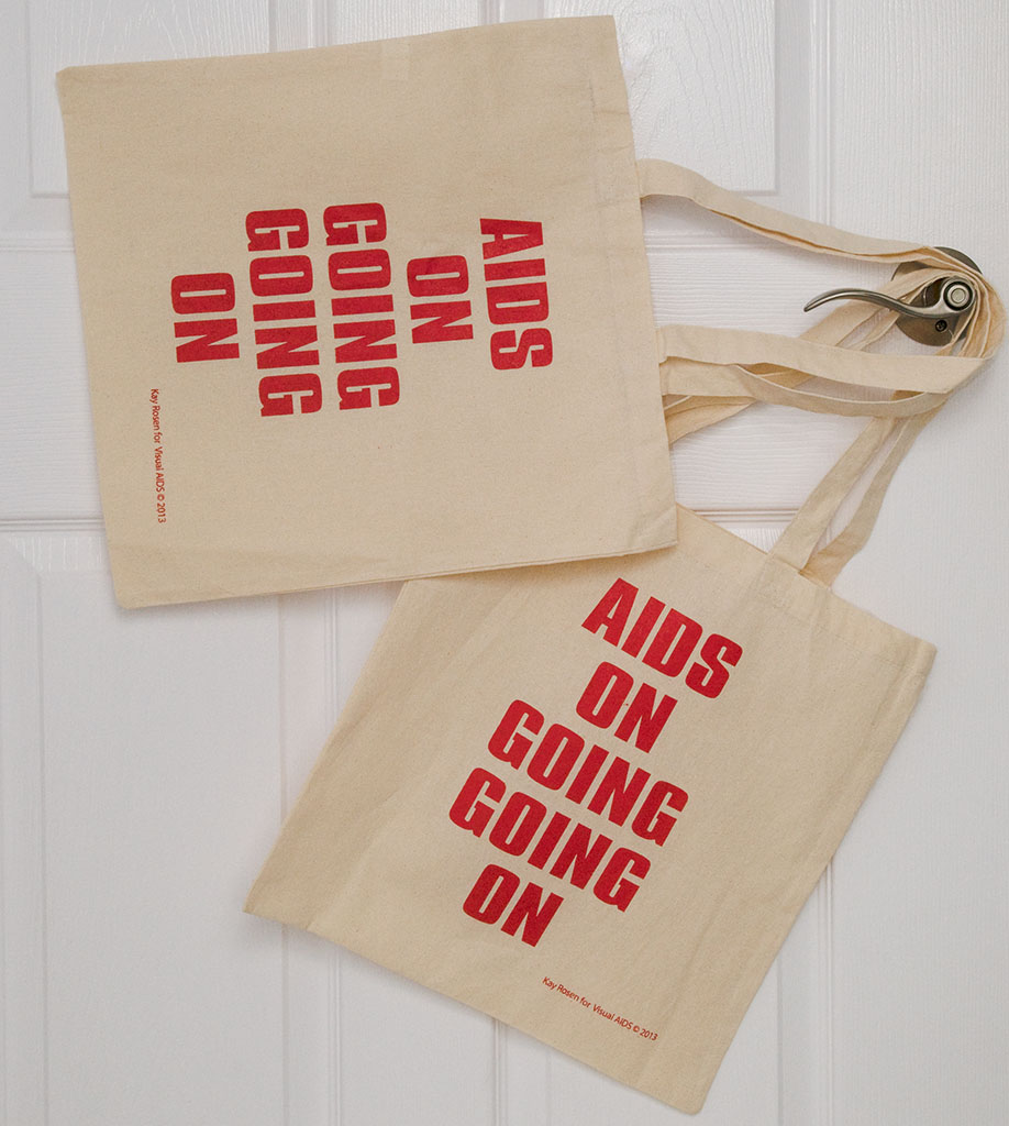 "AIDS ON GOING GOING ON" bags. Photo ©Alina Oswald. All Rights Reserved.