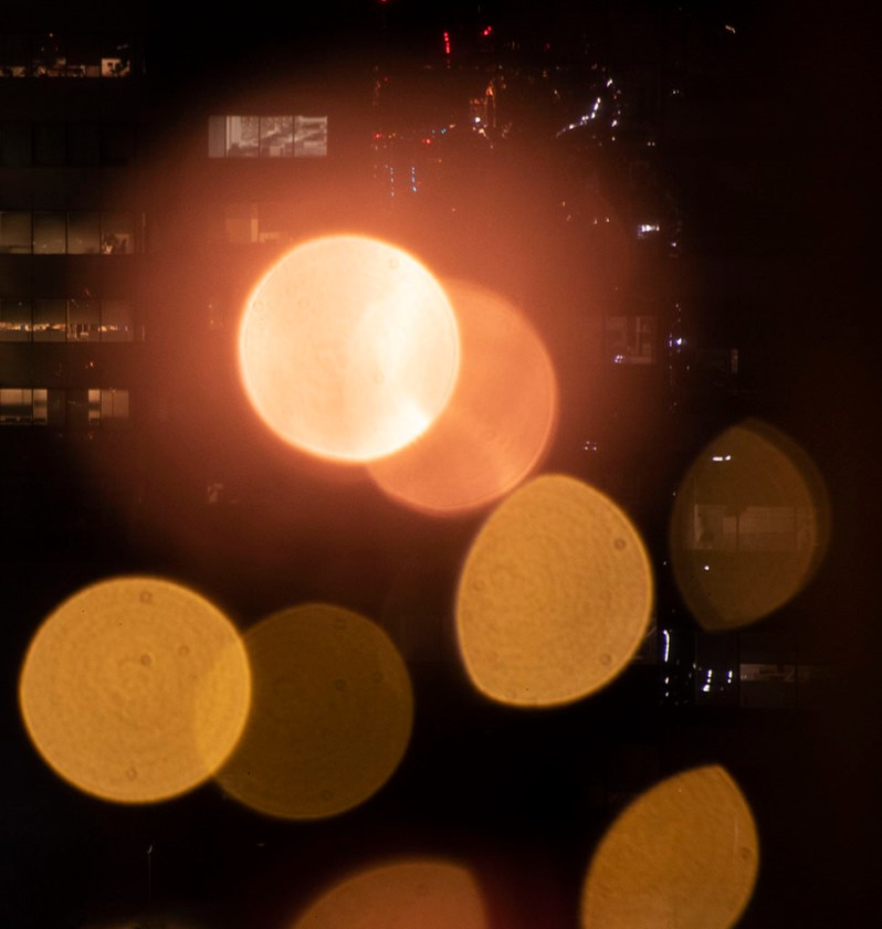 Christmas deco lights foreground bokeh. ©2020 by Alina Oswald. All Rights Reserved.