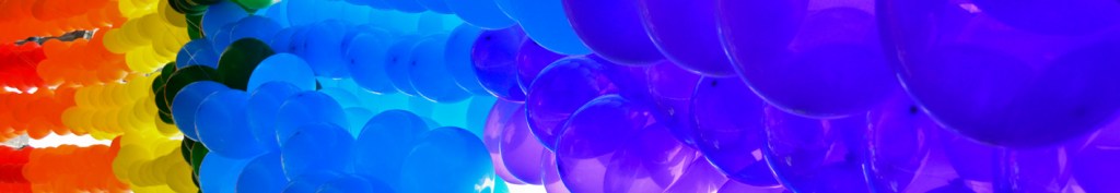 Rainbow flag made out of balloons at the NYC Pride. ©Alina Oswald