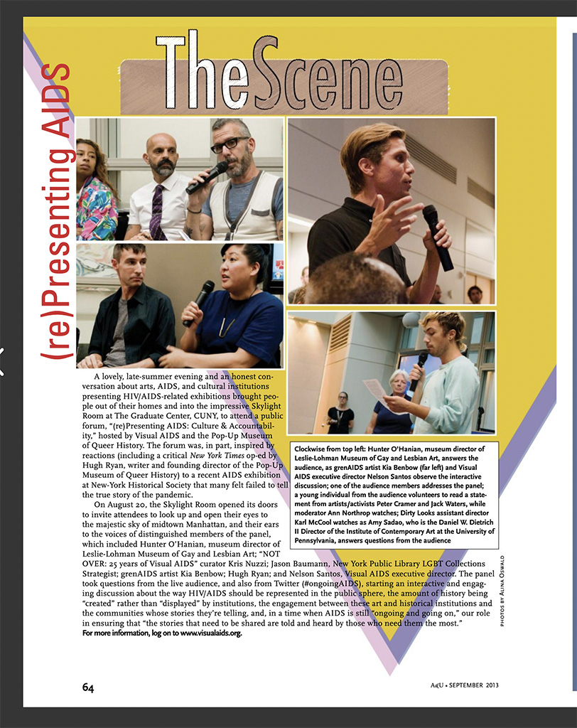 TheScene: rePresentingAIDS. Sep2013 issue of A&U. ©Alina Oswald.