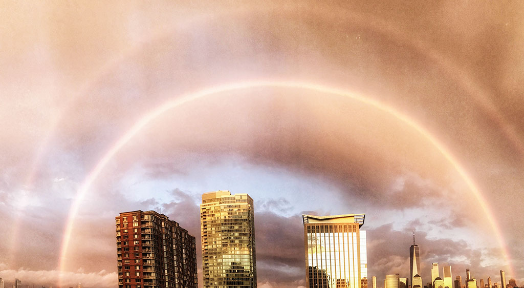 A full double rainbow over the NYC skyline. iPhone photography ©Alina Oswald.