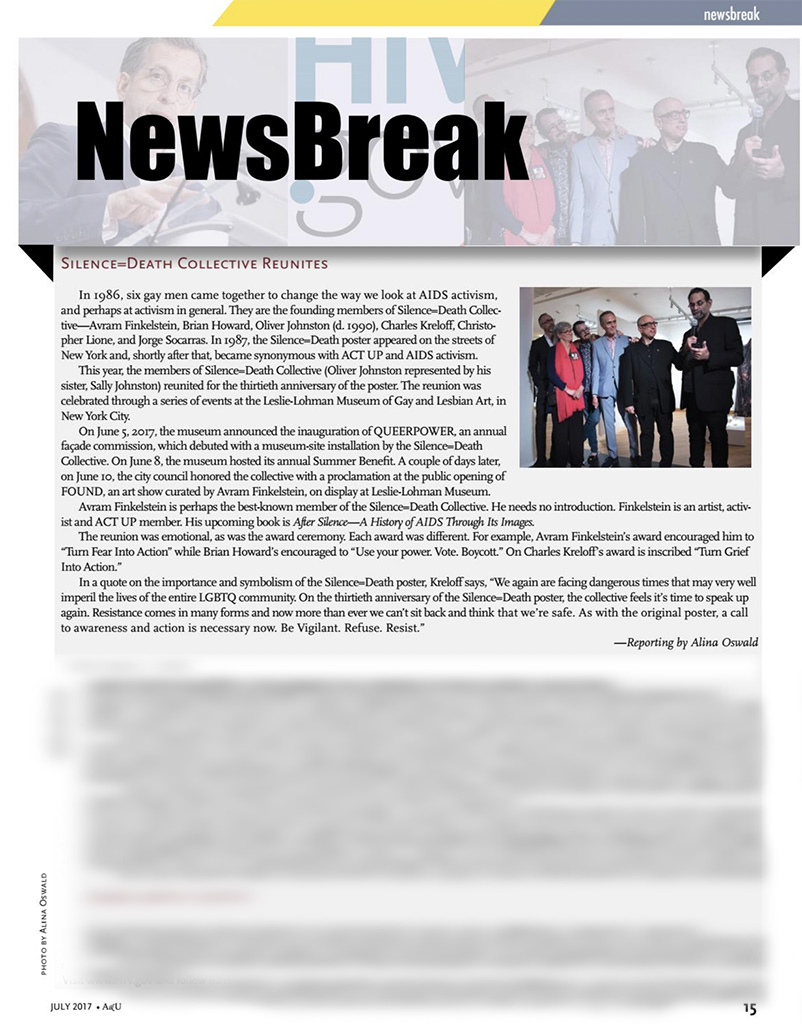 The 30th anniversary of the Silence = Death poster at the Leslie-Lohman Museum of Art in NYC. ©Alina Oswald.